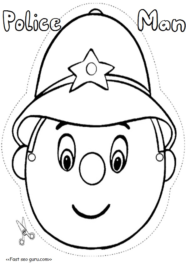 Printable policeman mask template cut out